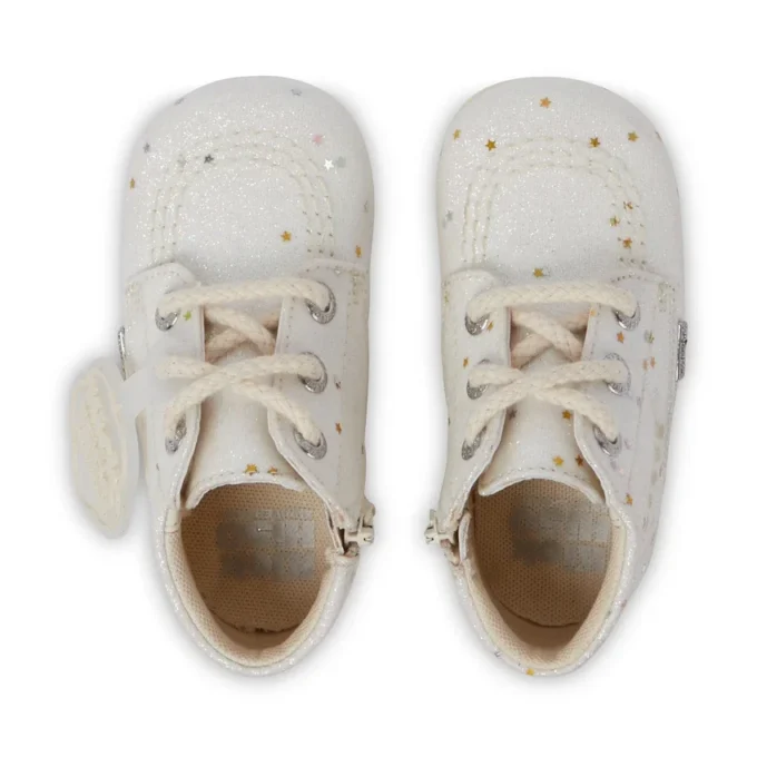 Bottes Kick Hi pailletées unisexe pour bébé, blanches Bottes Kick Hi pailletées unisexe pour bébé, blanches