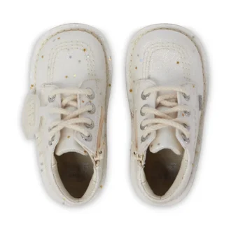 Bottes Kick Hi pailletées unisexes pour bébés, blanches