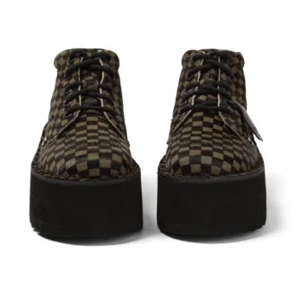 Bottes Kick Hi Platform en cuir noir/kaki unisexes pour adultes