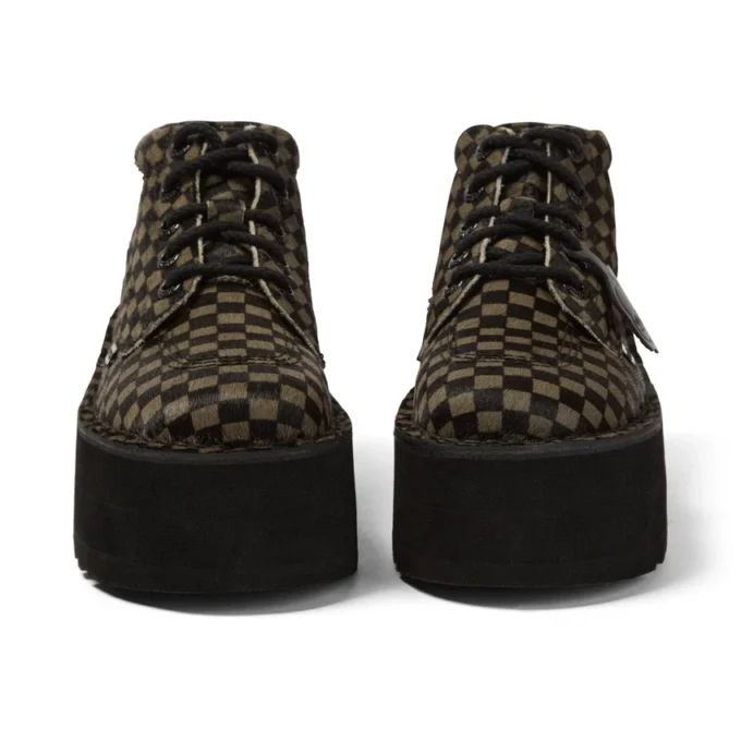 Bottes Kick Hi Platform en cuir noir/kaki unisexes pour adultes Bottes Kick Hi Platform en cuir noir/kaki unisexes pour adultes