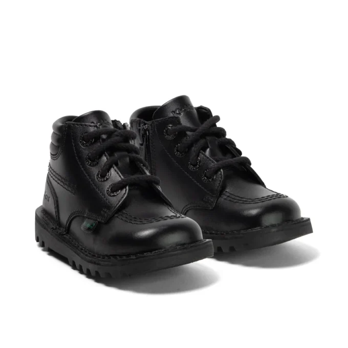 Bottes Kick Hi rembourrées en cuir noir pour garçons