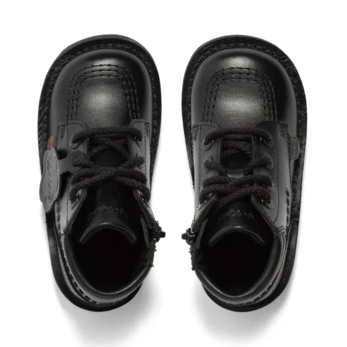 Bottes Kick Hi rembourrées en cuir noir pour garçons