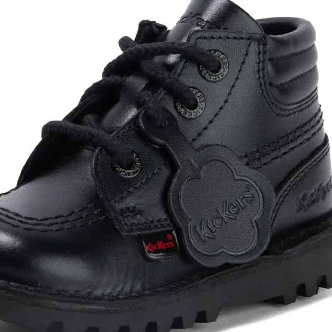 Bottes Kick Hi rembourrées en cuir noir pour garçons
