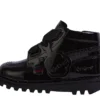 Bottes Kick Hi Ribbon en cuir verni noir pour bébés filles