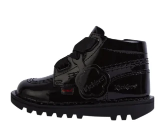 Bottes Kick Hi Ribbon en cuir verni noir pour bébés filles