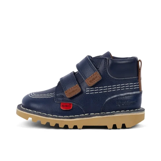 Bottes Kick Hi Roll en cuir bleu marine unisexe pour bébé