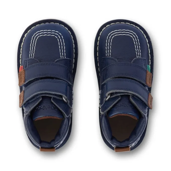 Bottes Kick Hi Roll en cuir bleu marine unisexe pour bébé