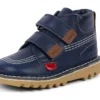 Bottes Kick Hi Roll en cuir bleu marine unisexe pour bébé