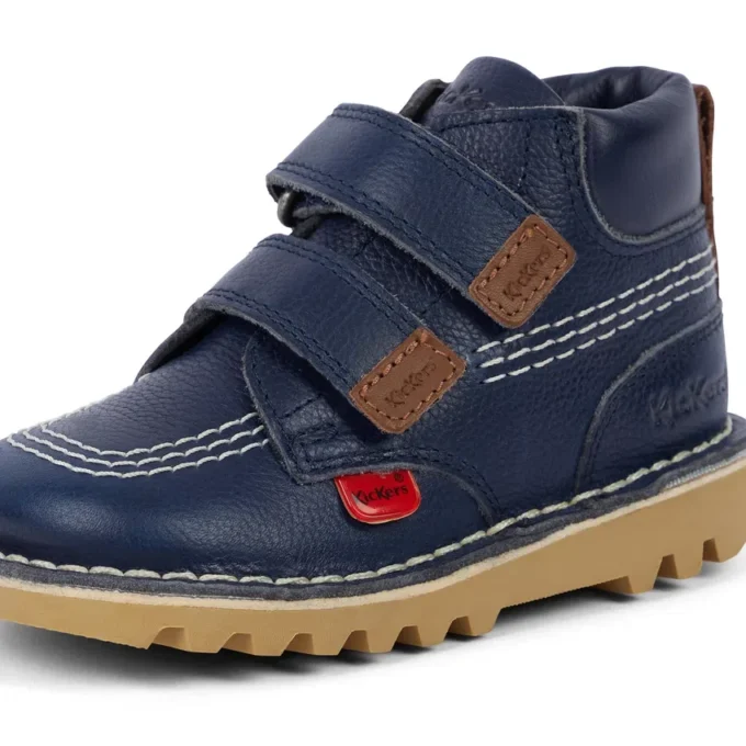 Bottes Kick Hi Roll en cuir bleu marine unisexe pour bébé
