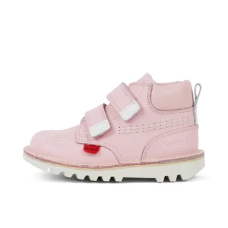 Bottes Kick Hi Roll en cuir rose clair unisexes pour bébés