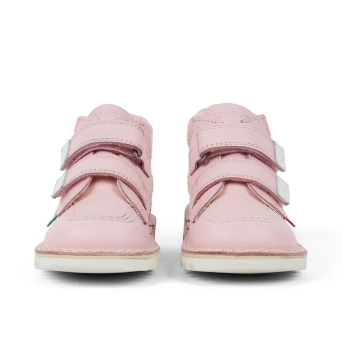 Bottes Kick Hi Roll en cuir rose clair unisexes pour bébés