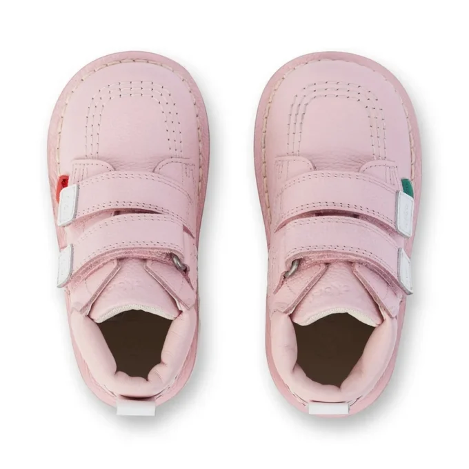 Bottes Kick Hi Roll en cuir rose clair unisexes pour bébés