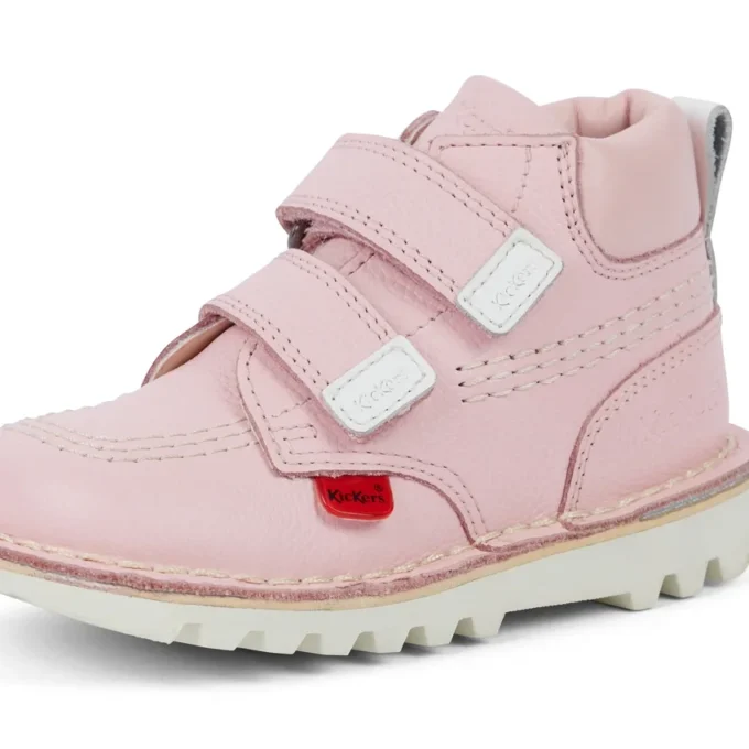 Bottes Kick Hi Roll en cuir rose clair unisexes pour bébés