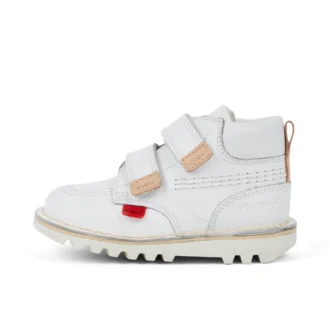 Bottes Kick Hi Roll en cuir unisexe pour bébé, blanc