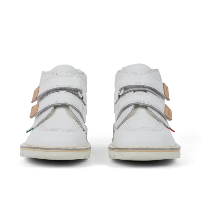 Bottes Kick Hi Roll en cuir unisexe pour bébé, blanc