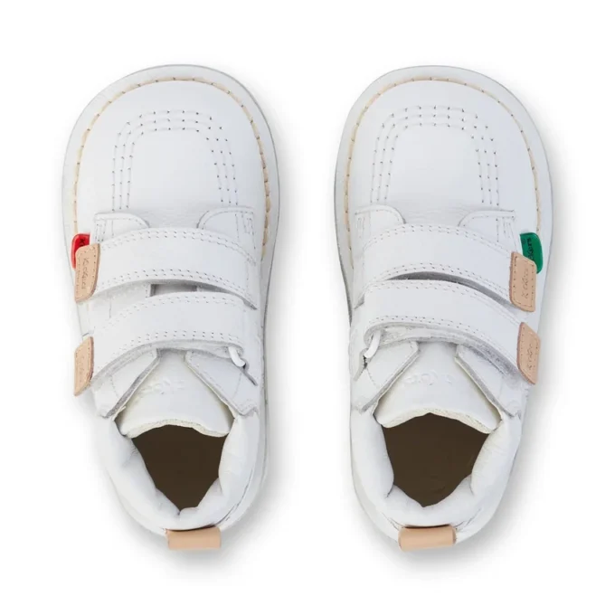 Bottes Kick Hi Roll en cuir unisexe pour bébé, blanc