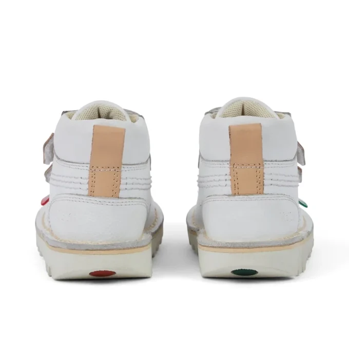 Bottes Kick Hi Roll en cuir unisexe pour bébé, blanc