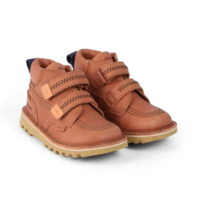 Bottes Kick Hi Roll ZigZag en cuir beige pour garçons Bottes Kick Hi Roll ZigZag en cuir beige pour garçons