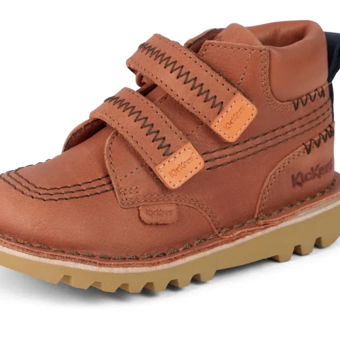 Bottes Kick Hi Roll ZigZag en cuir beige pour garçons Bottes Kick Hi Roll ZigZag en cuir beige pour garçons