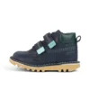 Bottes Kick Hi Roll ZigZag en cuir bleu marine pour garçons en bas âge