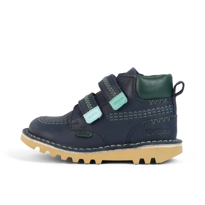 Bottes Kick Hi Roll ZigZag en cuir bleu marine pour garçons en bas âge