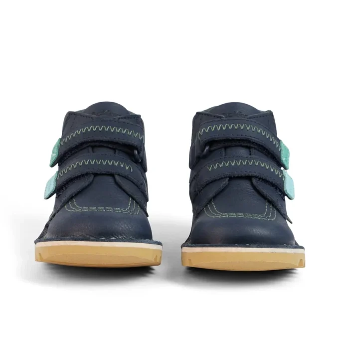 Bottes Kick Hi Roll ZigZag en cuir bleu marine pour garçons en bas âge