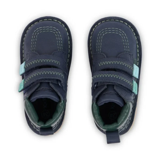 Bottes Kick Hi Roll ZigZag en cuir bleu marine pour garçons en bas âge