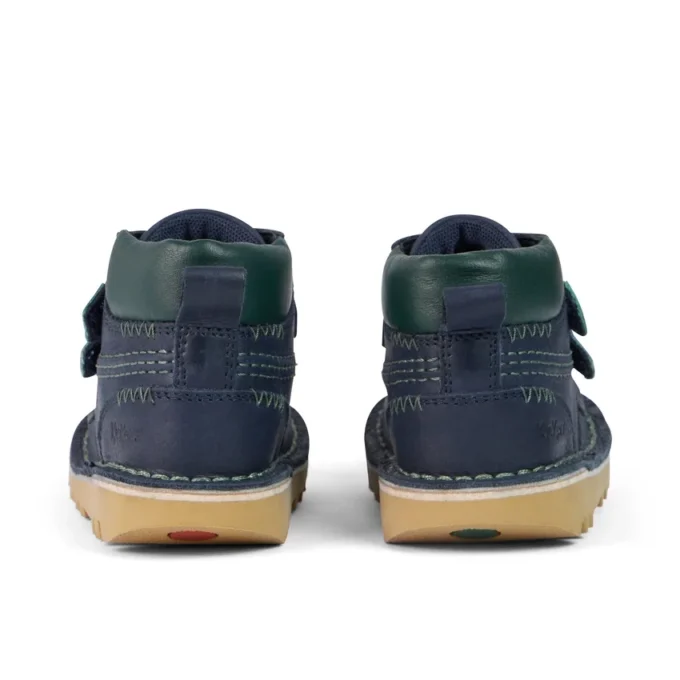 Bottes Kick Hi Roll ZigZag en cuir bleu marine pour garçons en bas âge