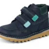 Bottes Kick Hi Roll ZigZag en cuir bleu marine pour garçons en bas âge