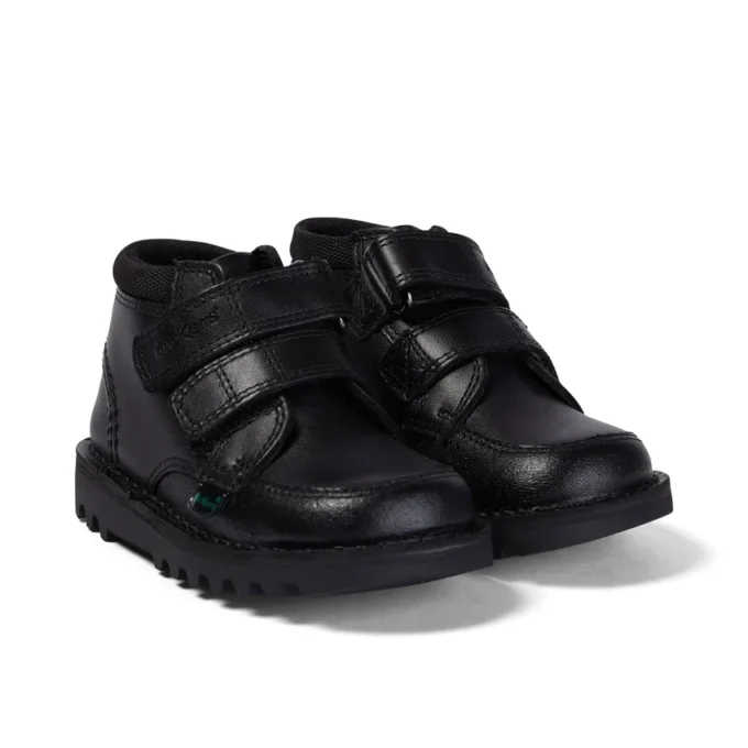 Bottes Kick Hi Scuff en cuir noir pour garçons en bas âge