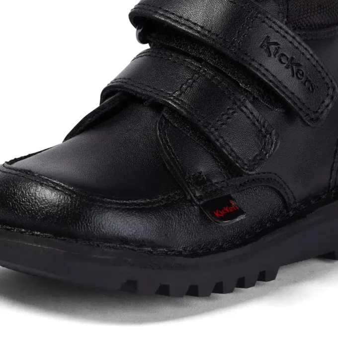 Bottes Kick Hi Scuff en cuir noir pour garçons en bas âge