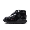 Bottes Kick Hi Vel Brogue en cuir verni noir pour bébés filles