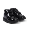 Bottes Kick Hi Vel Brogue en cuir verni noir pour bébés filles