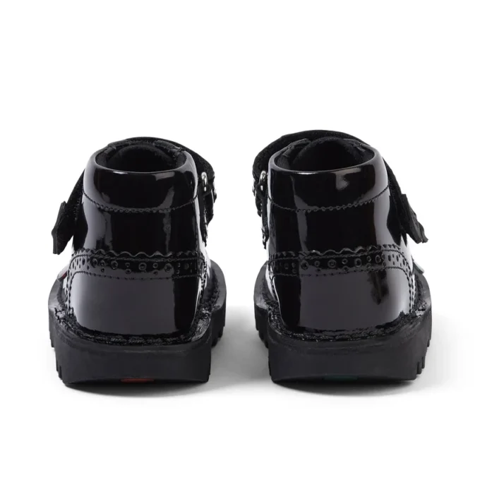 Bottes Kick Hi Vel Brogue en cuir verni noir pour bébés filles