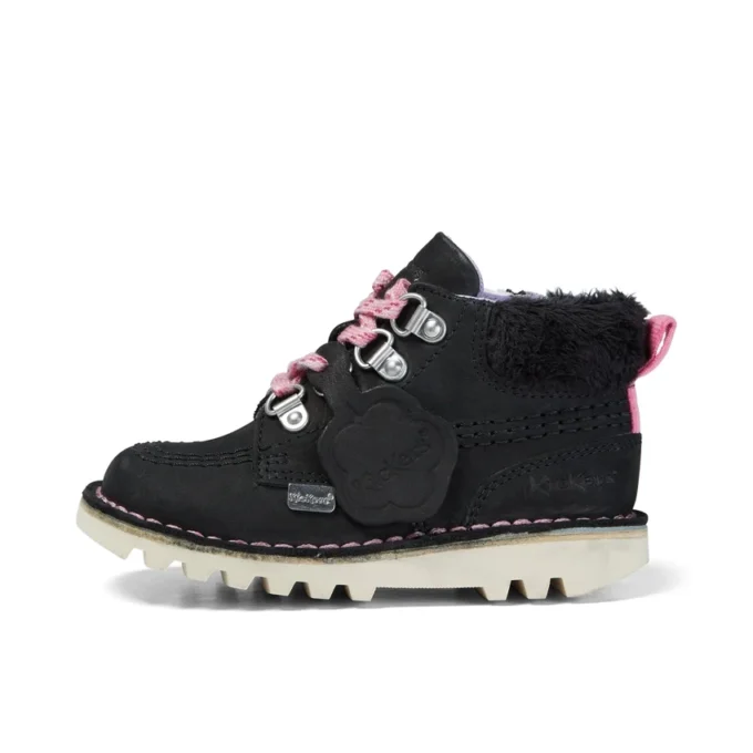 Bottes Kick Hi Winter en nubuck noir pour bébés filles