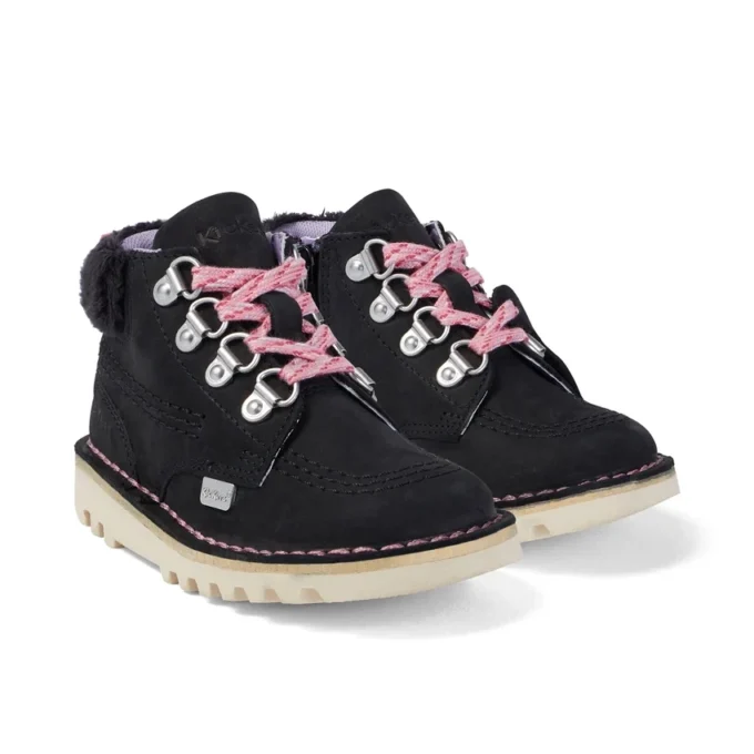 Bottes Kick Hi Winter en nubuck noir pour bébés filles