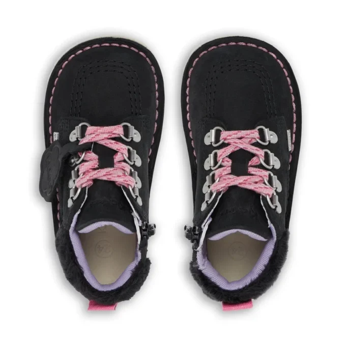 Bottes Kick Hi Winter en nubuck noir pour bébés filles