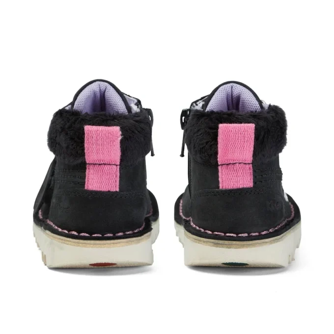 Bottes Kick Hi Winter en nubuck noir pour bébés filles