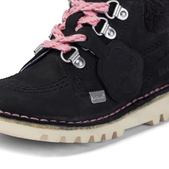 Bottes Kick Hi Winter en nubuck noir pour bébés filles