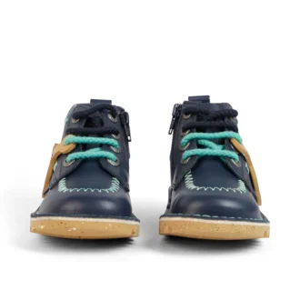 Bottes Kick Hi ZigZag en cuir bleu marine pour garçons en bas âge