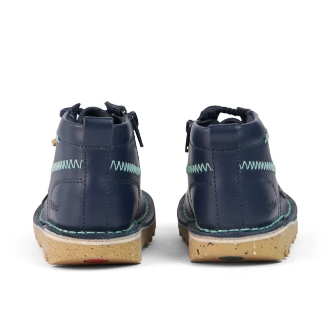 Bottes Kick Hi ZigZag en cuir bleu marine pour garçons en bas âge