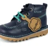 Bottes Kick Hi ZigZag en cuir bleu marine pour garçons en bas âge