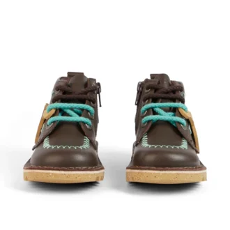 Bottes Kick Hi ZigZag en cuir marron pour garçons en bas âge