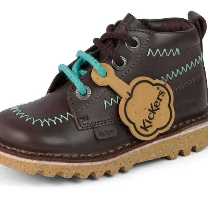 Bottes Kick Hi ZigZag en cuir marron pour garçons en bas âge Bottes Kick Hi ZigZag en cuir marron pour garçons en bas âge