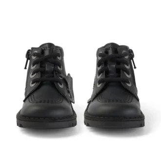 Bottes Kick Hi Zip en cuir pour bébés, unisexes, noir