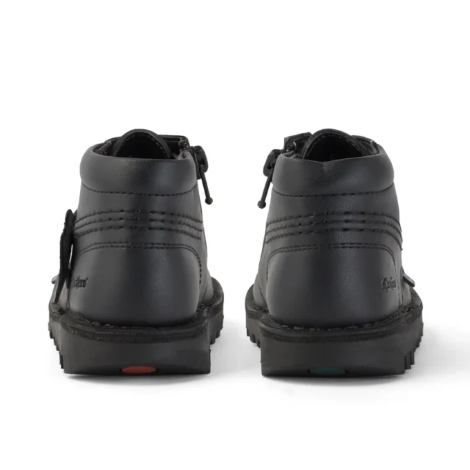 Bottes Kick Hi Zip en cuir pour bébés, unisexes, noir