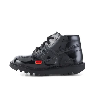 Bottes Kick Hi Zip en cuir verni noir unisexe pour tout-petits