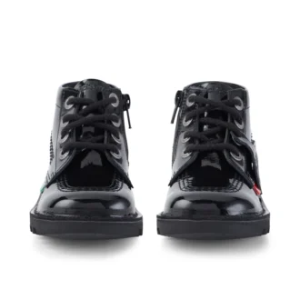 Bottes Kick Hi Zip en cuir verni noir unisexe pour tout-petits