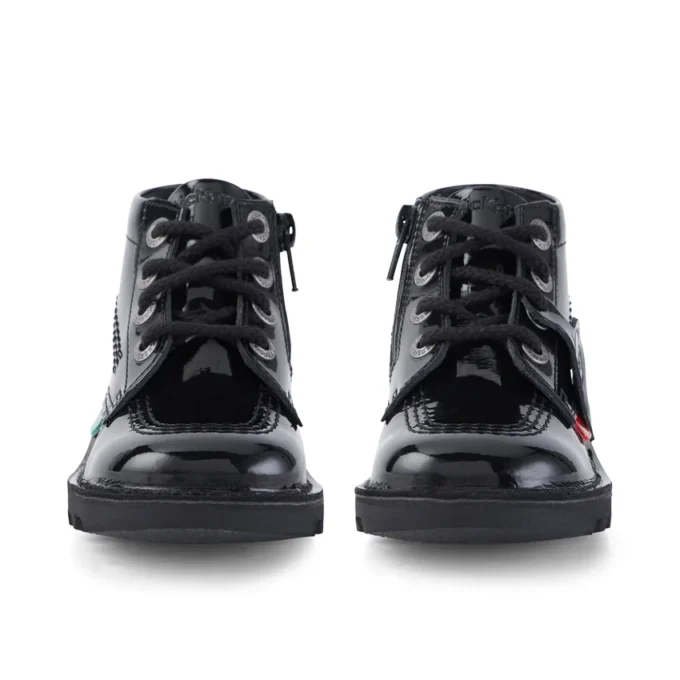 Bottes Kick Hi Zip en cuir verni noir unisexe pour tout-petits