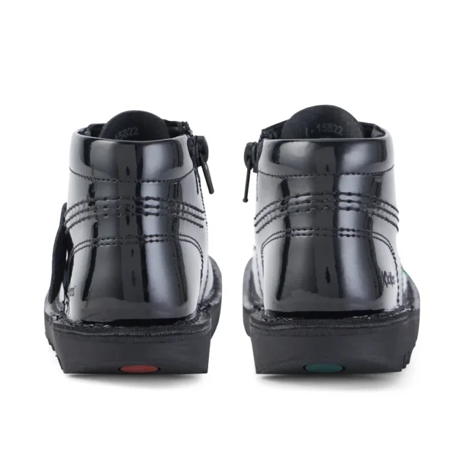 Bottes Kick Hi Zip en cuir verni noir unisexe pour tout-petits